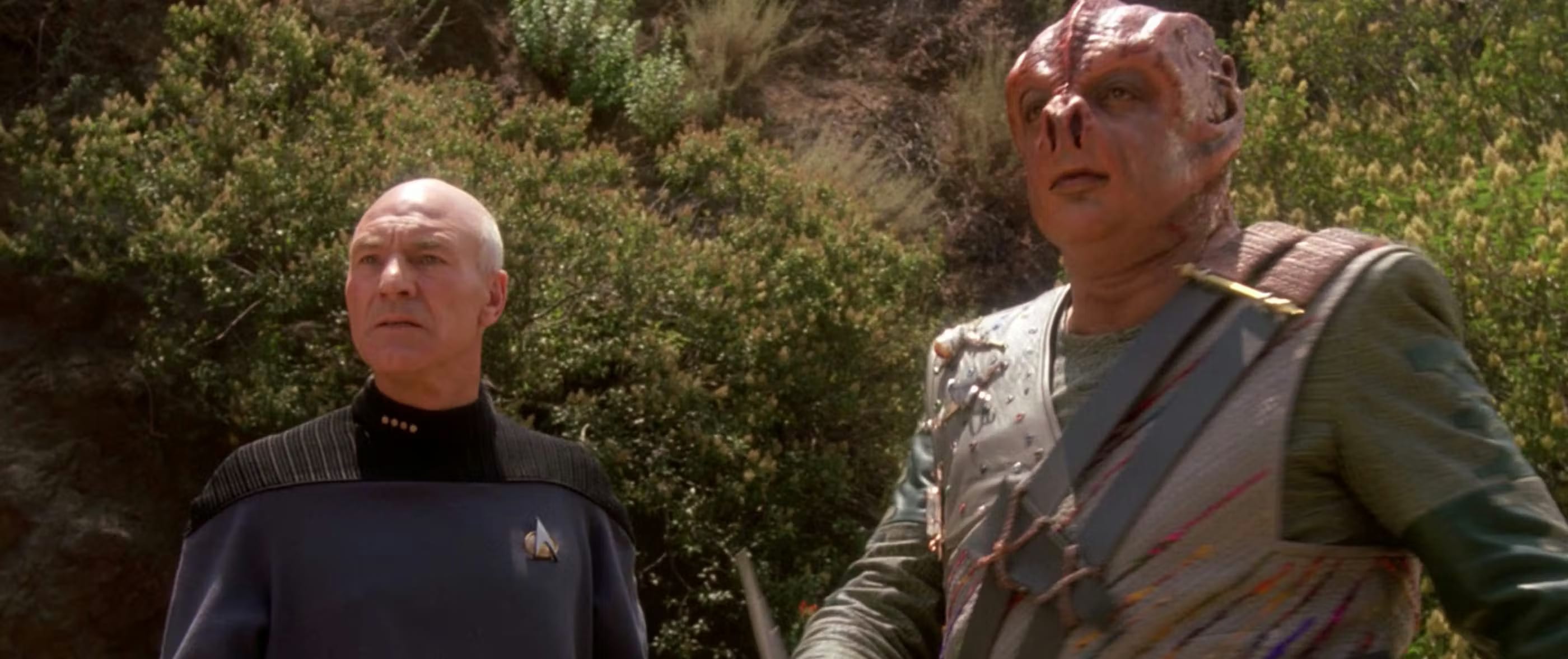 Captain Dathon standing outdoors on El-Adrel IV.