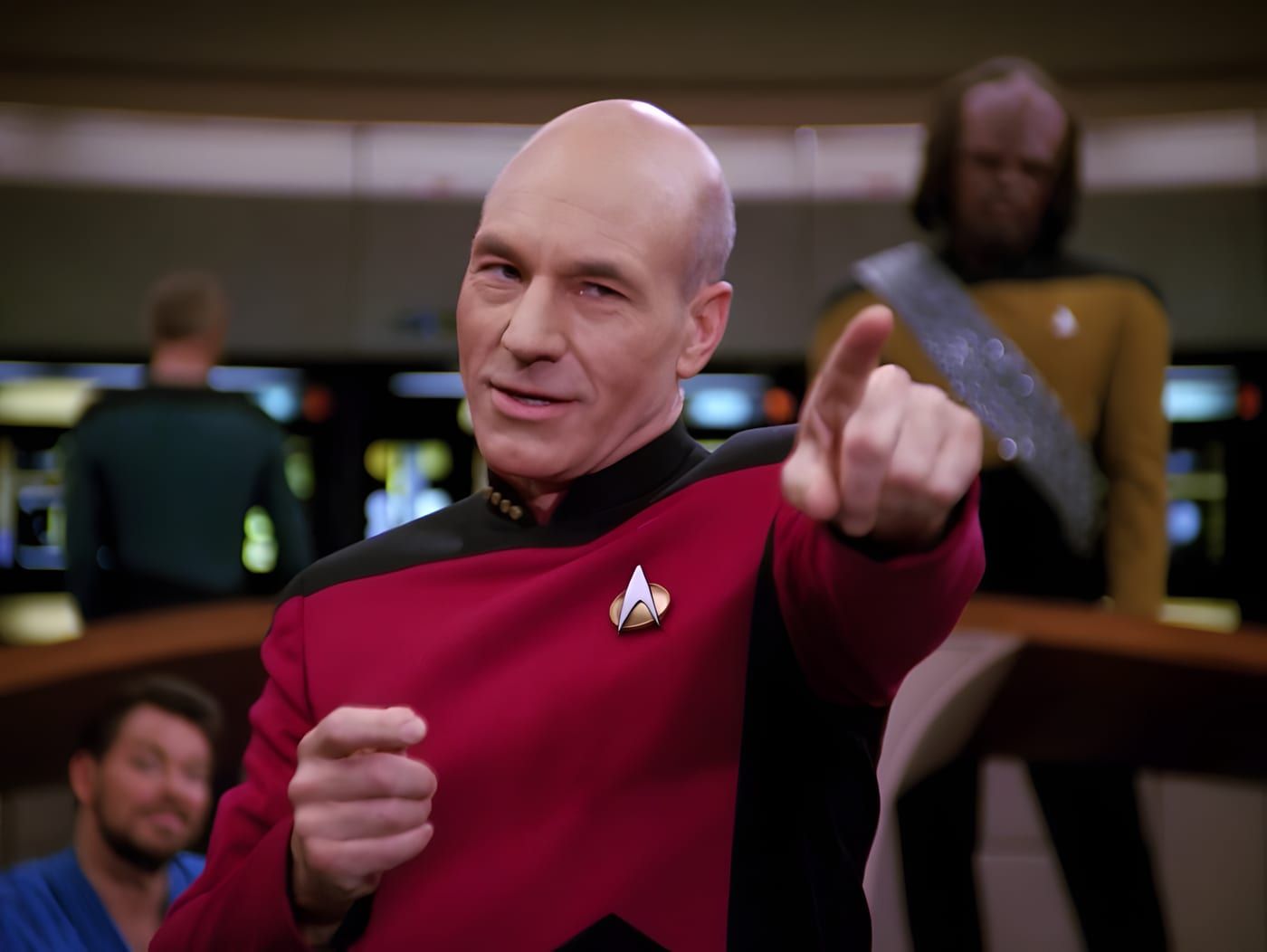 Captain Jean-Luc Picard in command uniform, portrait used for the trivia archive.