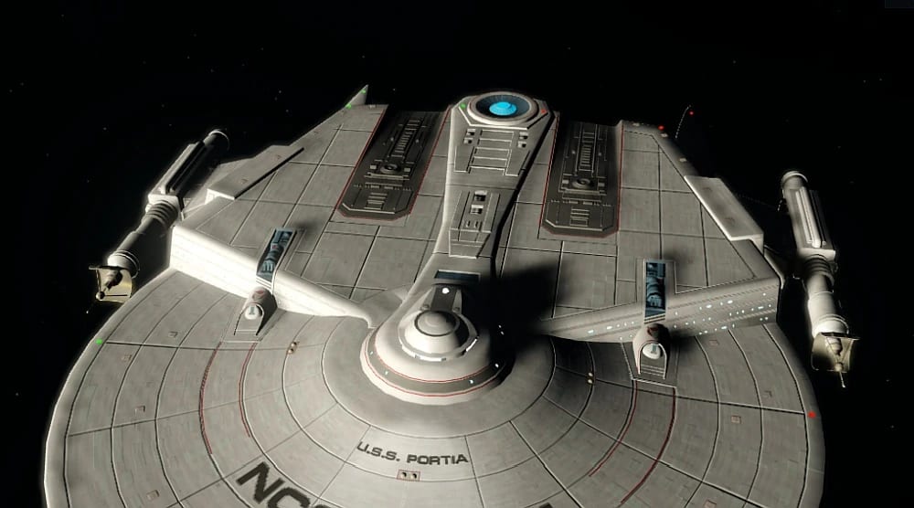 USS Portia in space.