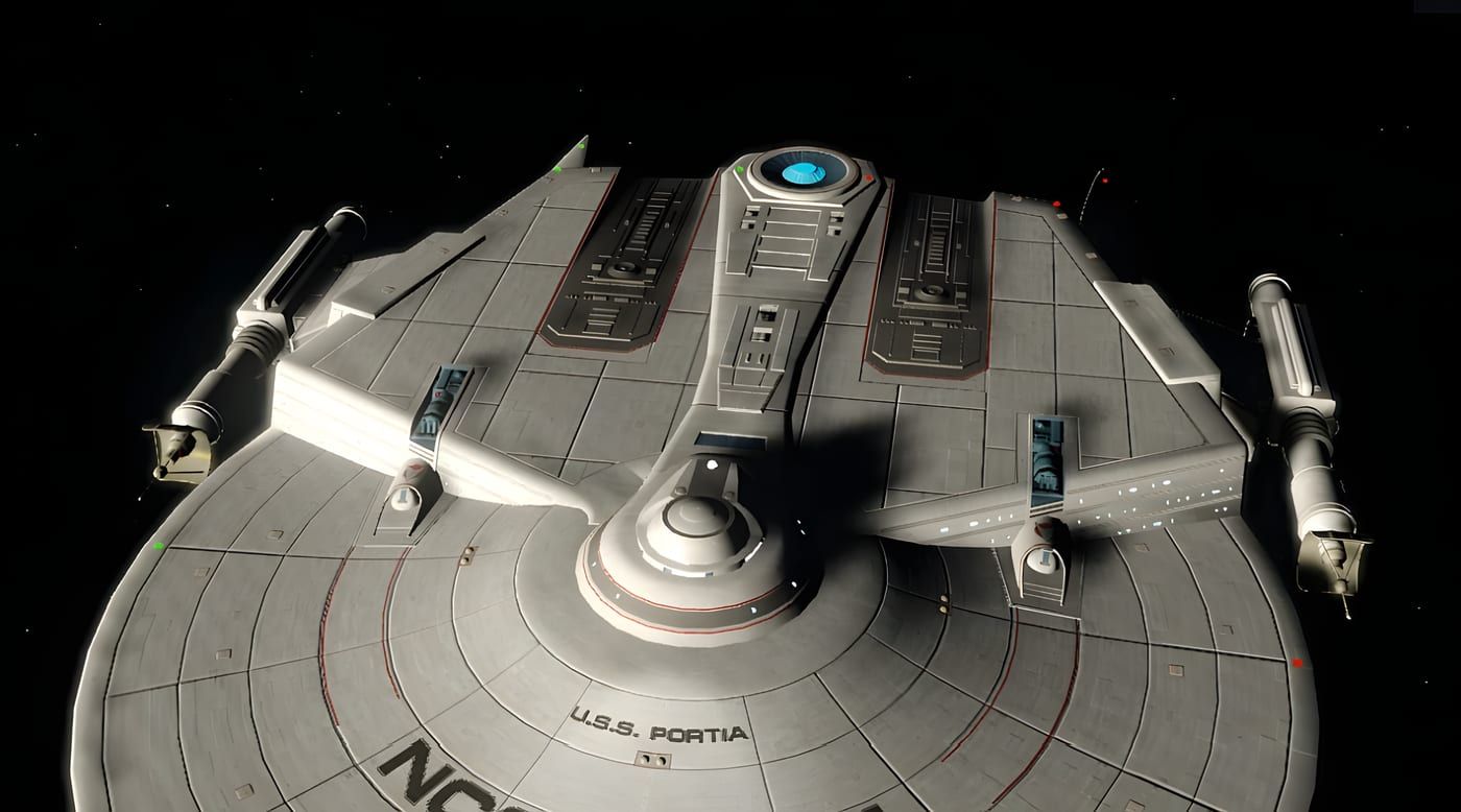 USS Portia in space.
