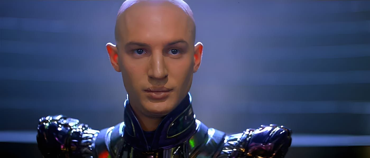 Shinzon wearing heavy battle armor, helmet or plating visible, in a combat-ready stance.