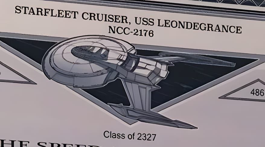 USS Leondegrance in flight.
