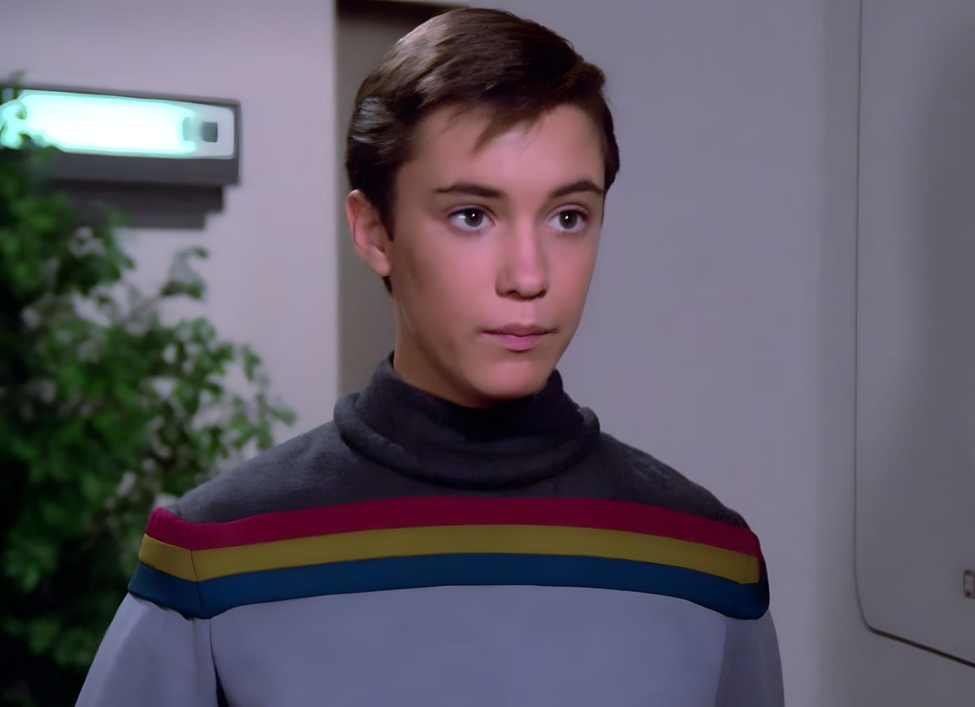 Wesley Crusher in civilian-style clothing during his later personal journey.